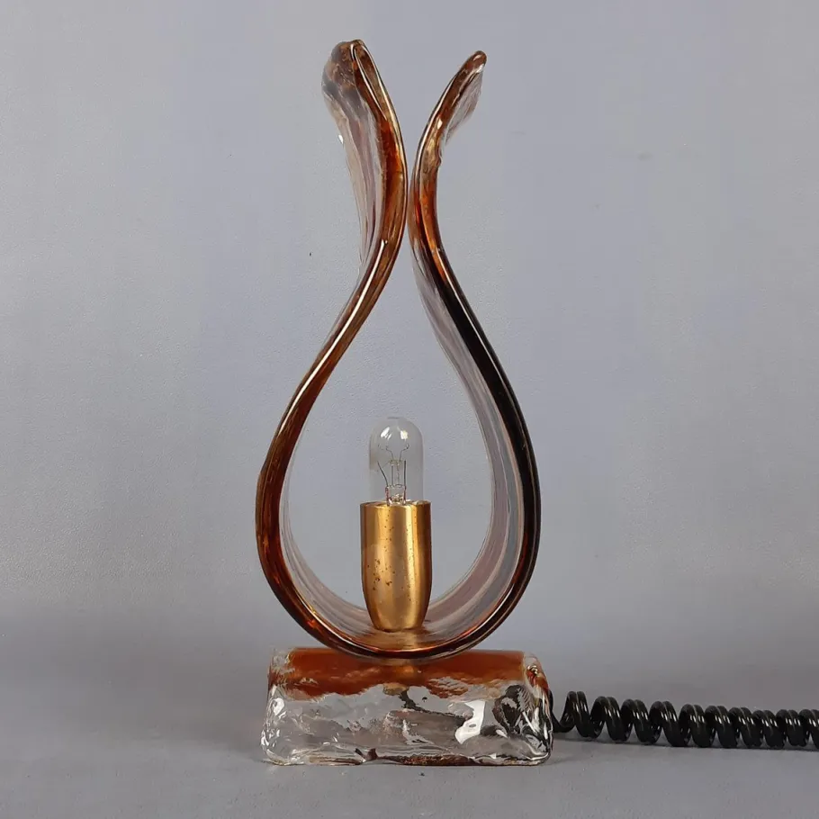 Clearance Pamono Modern Wavy Murano Glass Table Lamp form La Murrina, 1970s