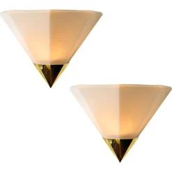 Clearance Pamono Modern White Glass Wall Lamps from Glashütte Limburg, 1970