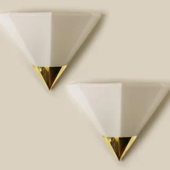 Clearance Pamono Modern White Glass Wall Lamps from Glashütte Limburg, 1970