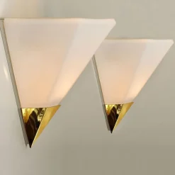 Clearance Pamono Modern White Glass Wall Lamps from Glashütte Limburg, 1970
