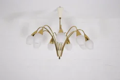 Best Pamono Modernist 9 Arm Light Light in Solid Brass from Vereinigte Werkstätten München, 1950s