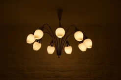 Best Pamono Modernist 9 Arm Light Light in Solid Brass from Vereinigte Werkstätten München, 1950s