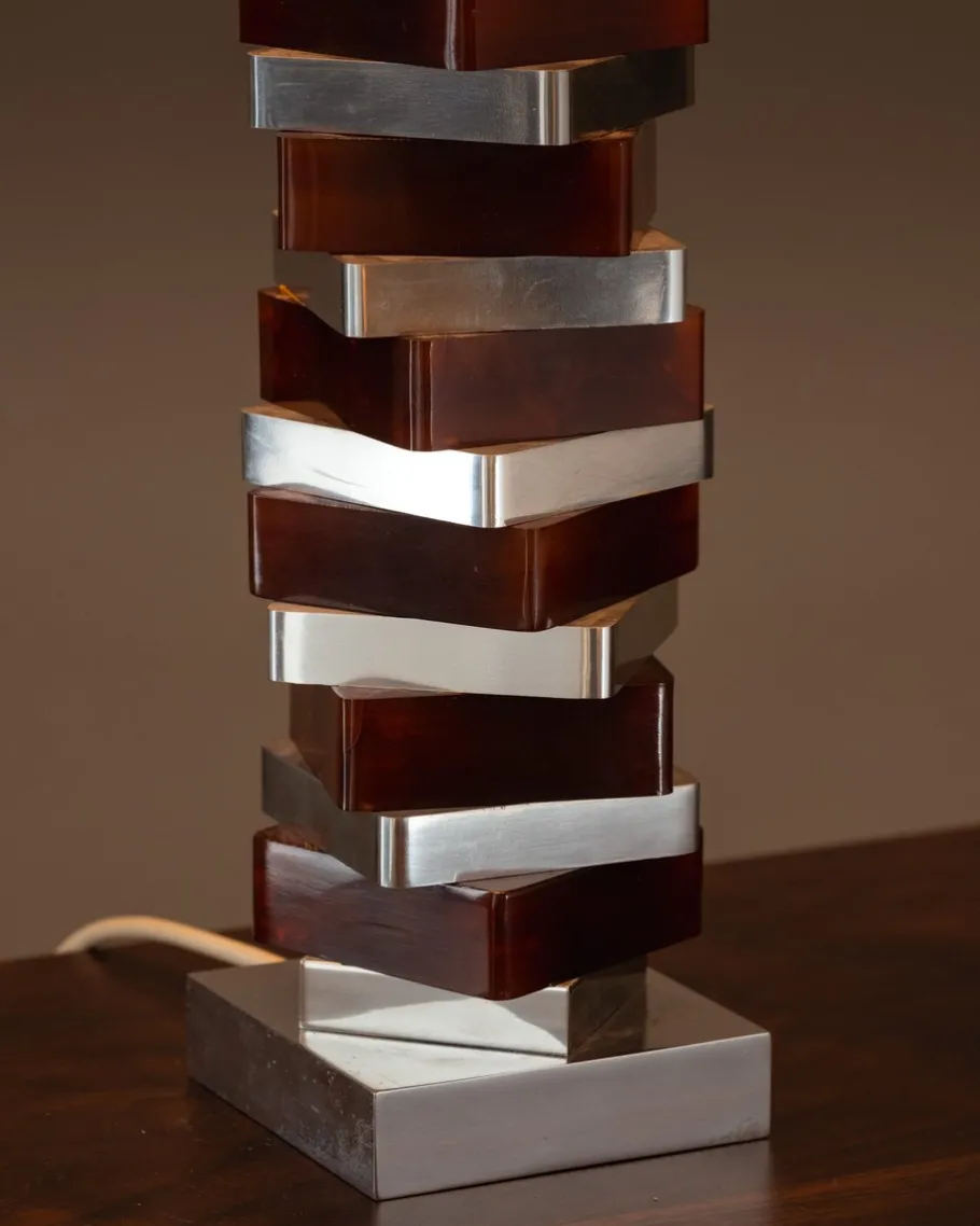 Outlet Pamono Modernist Aluminum and Resin Lamp, 1970s