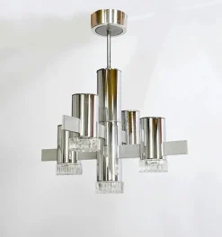 Hot Pamono Modernist Metal Chandelier attributed to Gaetano Sciolari, Italy, 1960s