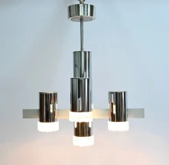 Hot Pamono Modernist Metal Chandelier attributed to Gaetano Sciolari, Italy, 1960s