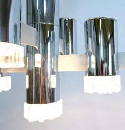 Hot Pamono Modernist Metal Chandelier attributed to Gaetano Sciolari, Italy, 1960s