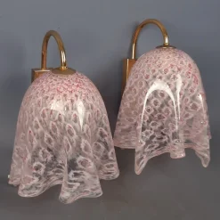 Sale Pamono Modernist Pink Murano Glass Handkerchief Wall Lamps from La Murrina, 1970s, Set of 2