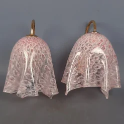 Sale Pamono Modernist Pink Murano Glass Handkerchief Wall Lamps from La Murrina, 1970s, Set of 2