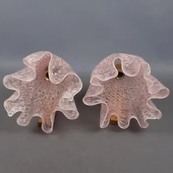 Sale Pamono Modernist Pink Murano Glass Handkerchief Wall Lamps from La Murrina, 1970s, Set of 2