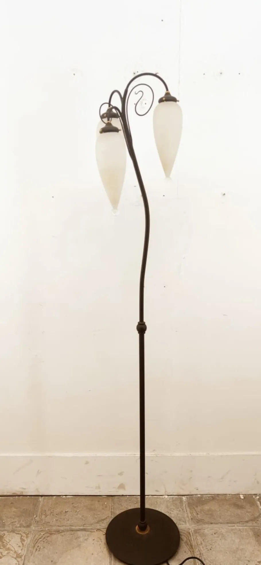 Clearance Pamono Molano Murano Glass Wrought Iron Floor Lamp