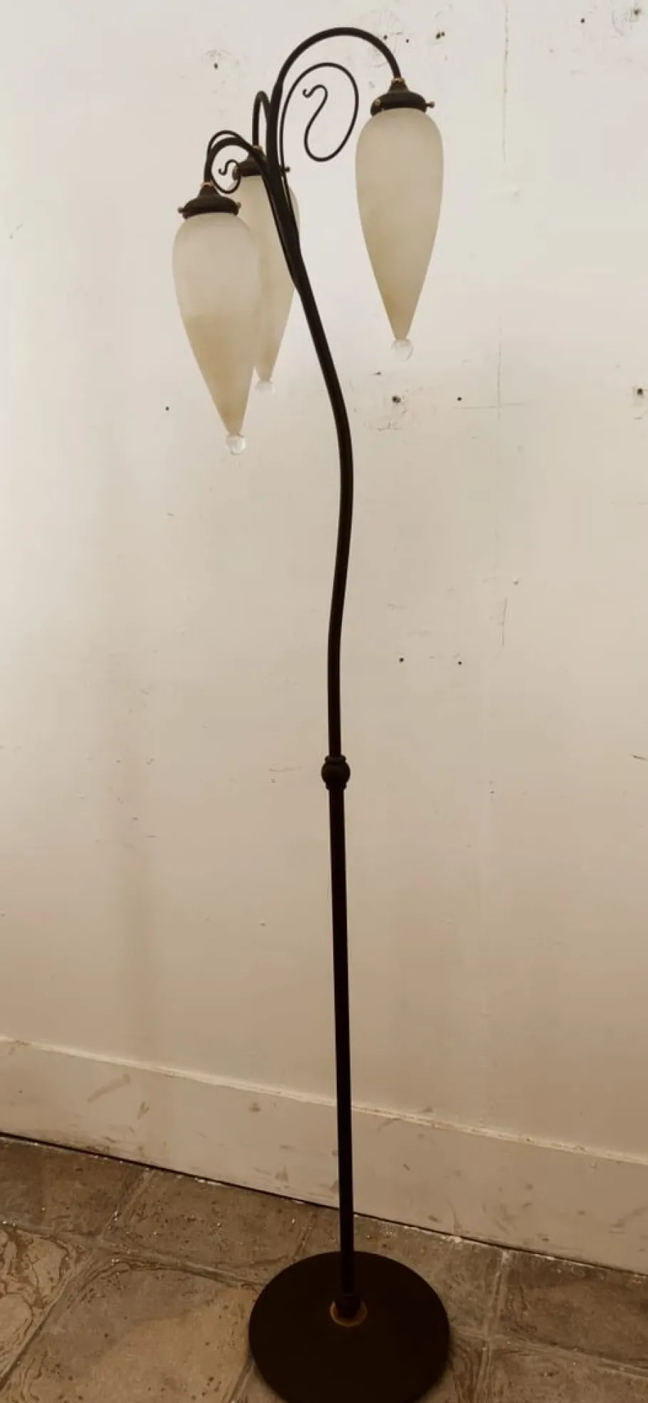 Clearance Pamono Molano Murano Glass Wrought Iron Floor Lamp