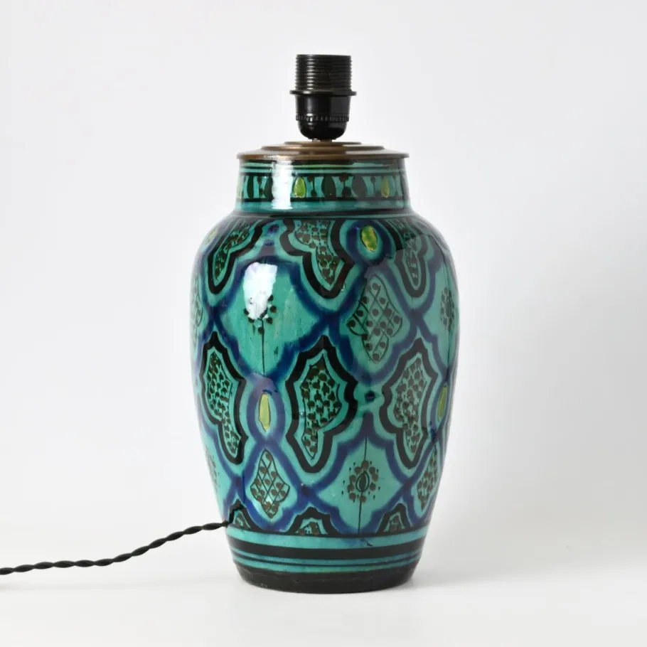 New Pamono Moroccan Hand-Painted Pottery Table Lamp from Safi, 1970s