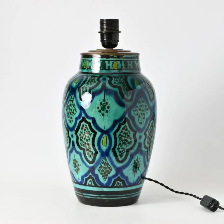 New Pamono Moroccan Hand-Painted Pottery Table Lamp from Safi, 1970s