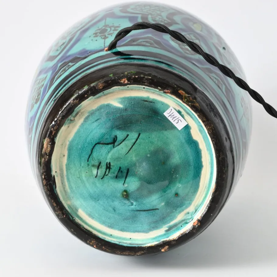 New Pamono Moroccan Hand-Painted Pottery Table Lamp from Safi, 1970s