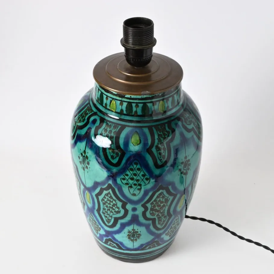 New Pamono Moroccan Hand-Painted Pottery Table Lamp from Safi, 1970s