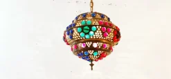 New Pamono Moroccan Lantern in Brass and Colored Glass