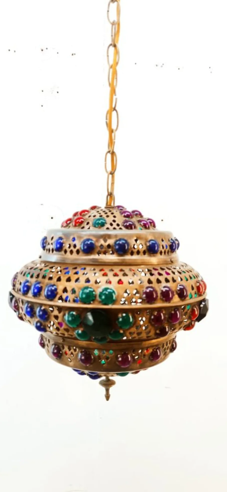 New Pamono Moroccan Lantern in Brass and Colored Glass