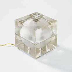 New Pamono Moulded Glass Model Cubosfera Table Lamp by Alessandro Mendini for Fidenza Vetraria, 1968