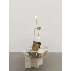 New Pamono Moulin Table Lamp in Brass and Hand-Blown Glass by Atelier Ellery