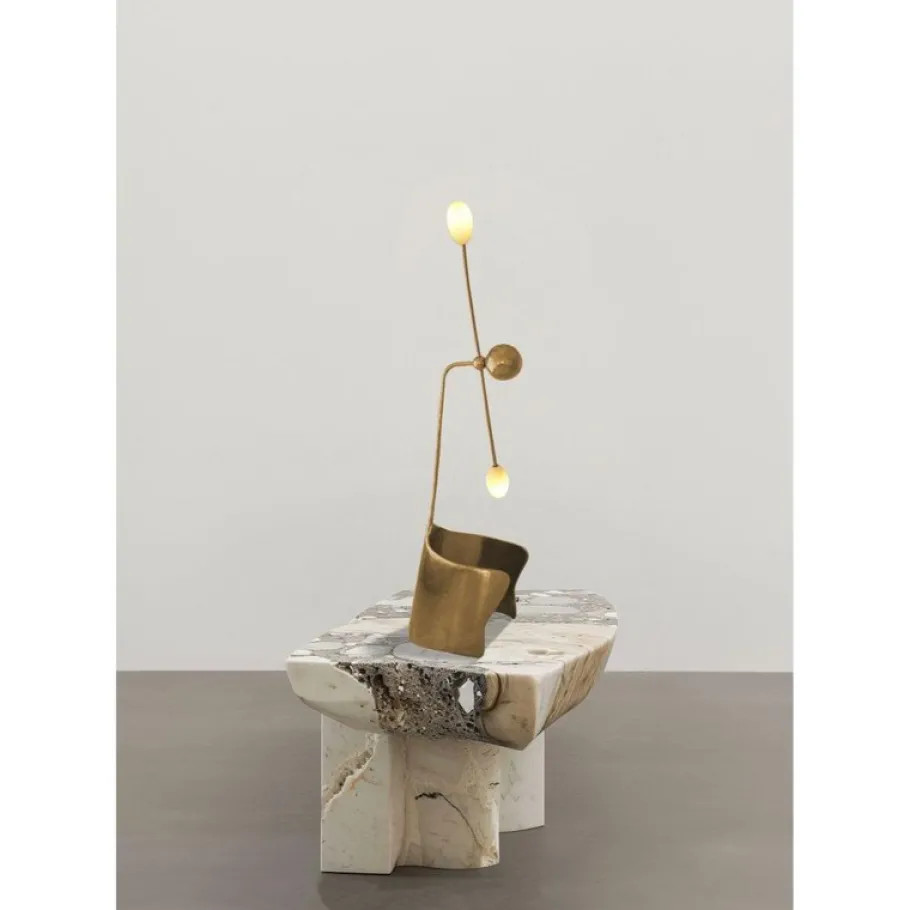 New Pamono Moulin Table Lamp in Brass and Hand-Blown Glass by Atelier Ellery