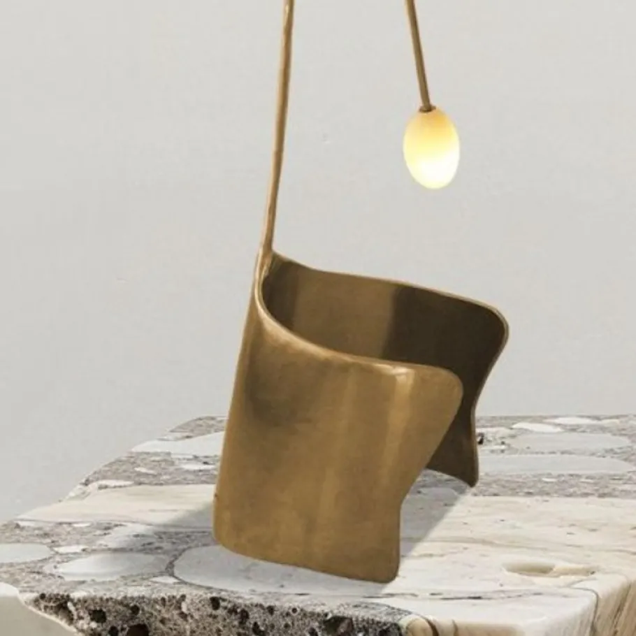 New Pamono Moulin Table Lamp in Brass and Hand-Blown Glass by Atelier Ellery