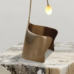 New Pamono Moulin Table Lamp in Brass and Hand-Blown Glass by Atelier Ellery