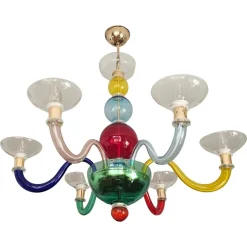 Hot Pamono Multicolor Murano Glass Chandelier in style of Gio Ponti for Venini, Italy, 1970s