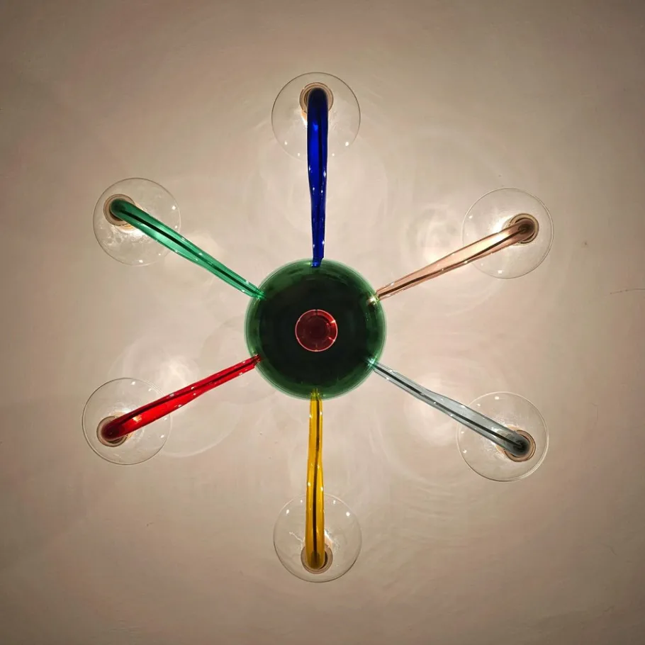 Hot Pamono Multicolor Murano Glass Chandelier in style of Gio Ponti for Venini, Italy, 1970s