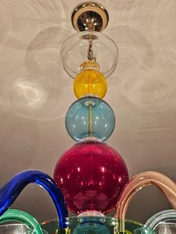 Hot Pamono Multicolor Murano Glass Chandelier in style of Gio Ponti for Venini, Italy, 1970s