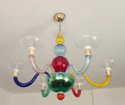 Hot Pamono Multicolor Murano Glass Chandelier in style of Gio Ponti for Venini, Italy, 1970s