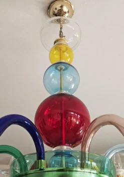 Hot Pamono Multicolor Murano Glass Chandelier in style of Gio Ponti for Venini, Italy, 1970s