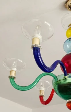 Hot Pamono Multicolor Murano Glass Chandelier in style of Gio Ponti for Venini, Italy, 1970s