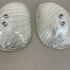 New Pamono Murano Bubble Ice Glass Wall Sconces, Germany, 1980s, Set of 2