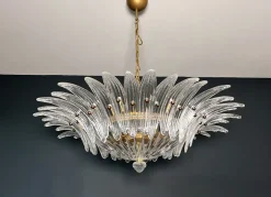 Sale Pamono Murano Ceiling Light Original Palmette in Clear Glasses, 1990s