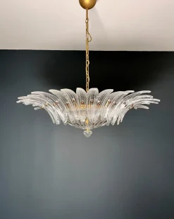 Sale Pamono Murano Ceiling Light Original Palmette in Clear Glasses, 1990s
