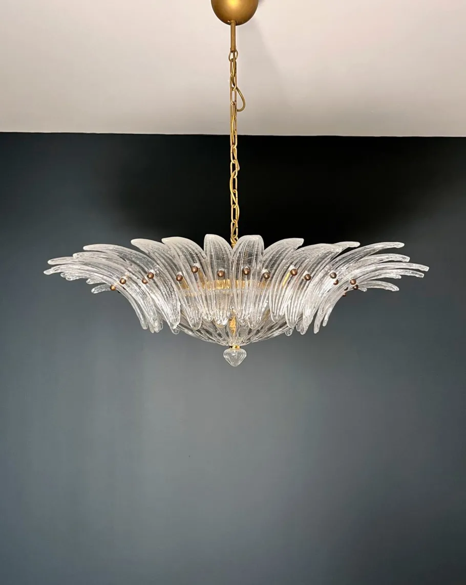 Sale Pamono Murano Ceiling Light Original Palmette in Clear Glasses, 1990s