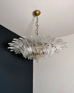 Sale Pamono Murano Ceiling Light Original Palmette in Clear Glasses, 1990s