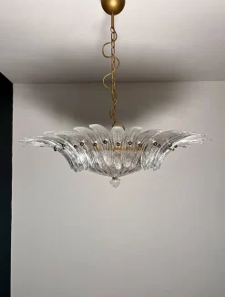 Sale Pamono Murano Ceiling Light Original Palmette in Clear Glasses, 1990s