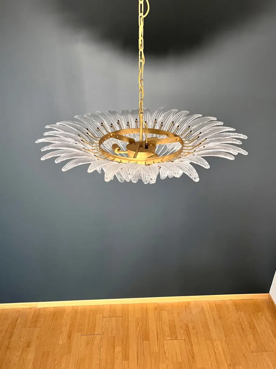 Sale Pamono Murano Ceiling Light Original Palmette in Clear Glasses, 1990s