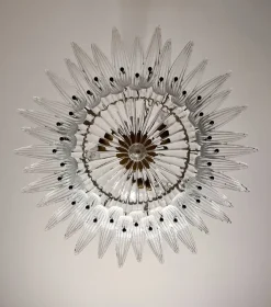 Sale Pamono Murano Ceiling Light Original Palmette in Clear Glasses, 1990s
