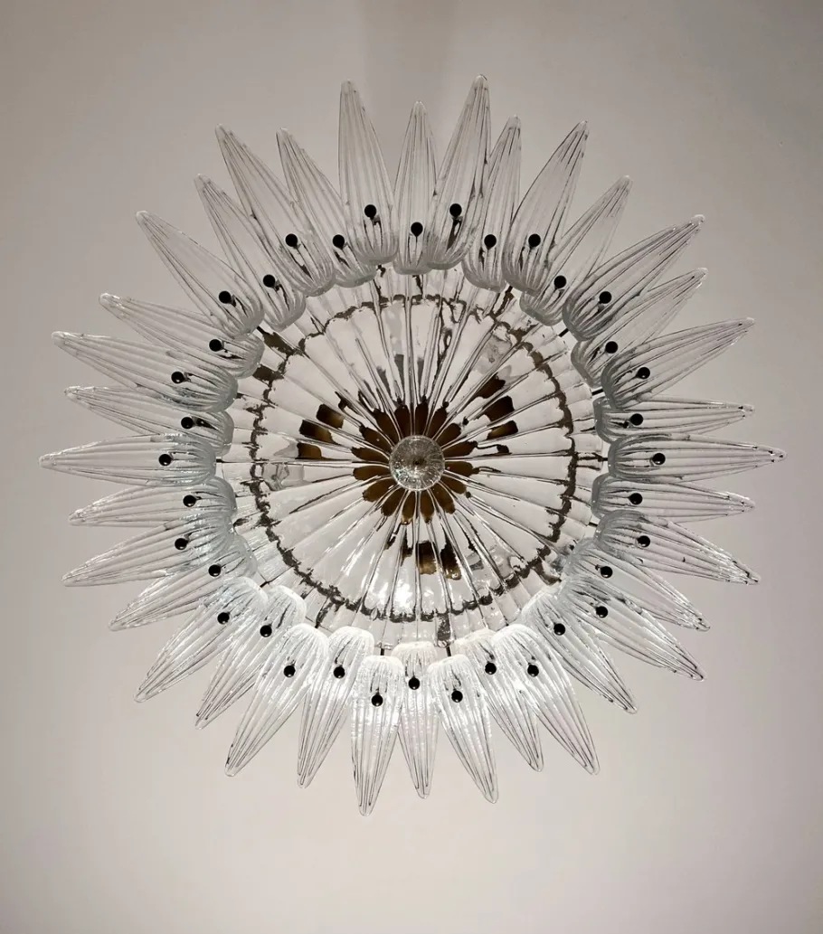 Sale Pamono Murano Ceiling Light Original Palmette in Clear Glasses, 1990s