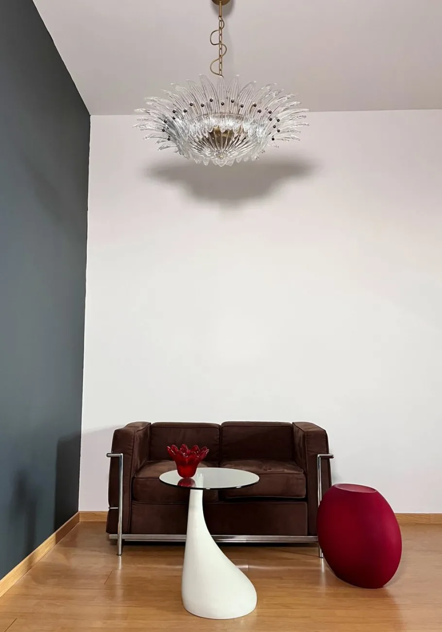 Sale Pamono Murano Ceiling Light Original Palmette in Clear Glasses, 1990s