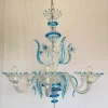 Clearance Pamono Murano Chandelier in Blown Glass Turquoise Crystal, 1985
