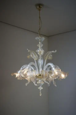 Discount Pamono Murano Chandelier with Flowers, 1980s
