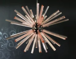 Clearance Pamono Murano Crystal Prism Sputnik Chandelier with 50 Pink Prisms, Italy