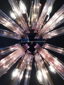 Clearance Pamono Murano Crystal Prism Sputnik Chandelier with 50 Pink Prisms, Italy