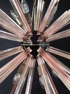 Clearance Pamono Murano Crystal Prism Sputnik Chandelier with 50 Pink Prisms, Italy