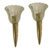 Clearance Pamono Murano Glass & Brass Sconces, 1970s, Set of 2