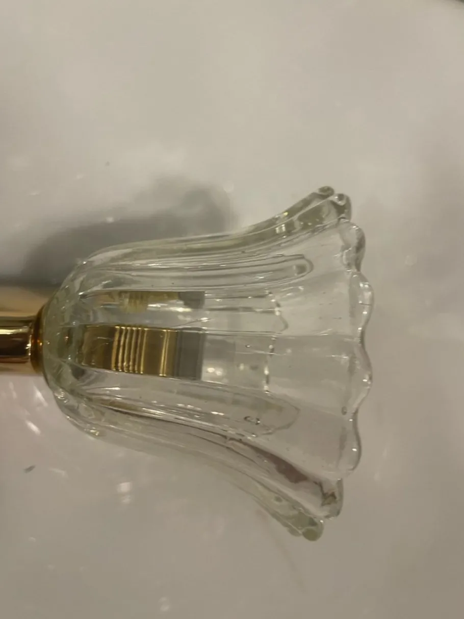 Clearance Pamono Murano Glass & Brass Sconces, 1970s, Set of 2