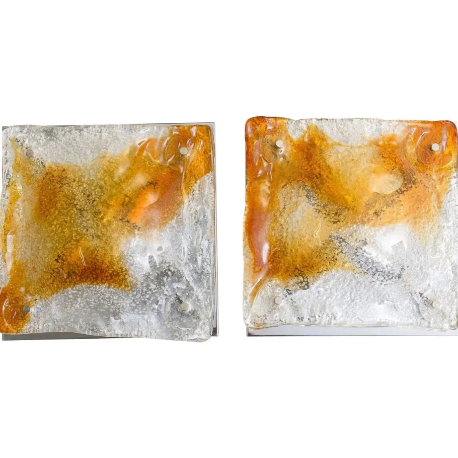 New Pamono Murano Glass Abstract Wall Sconces from Mazzega, Italy, 1970, Set of 2